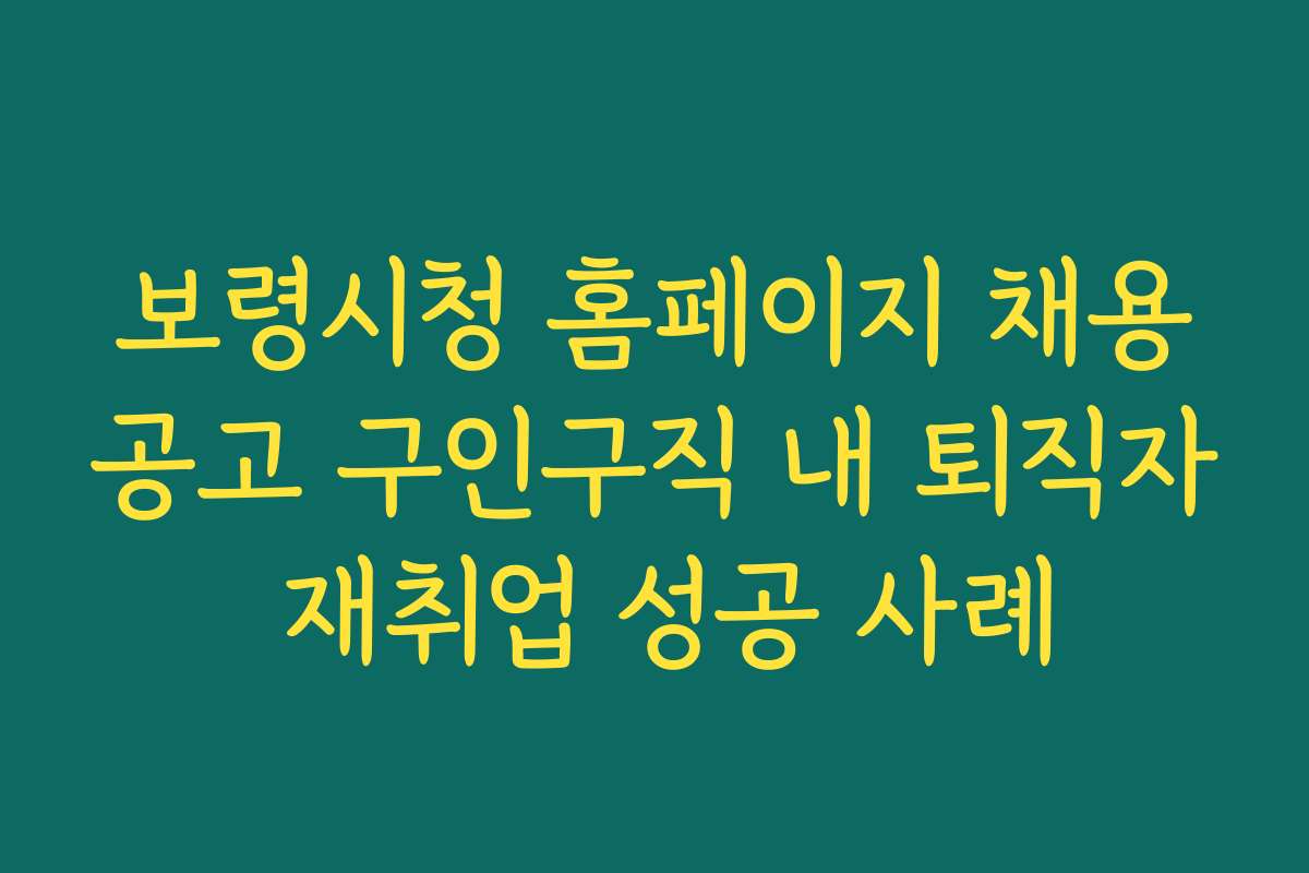 보령시청 홈페이지 채용공고 구인구직 내 퇴직자 재취업 성공 사례