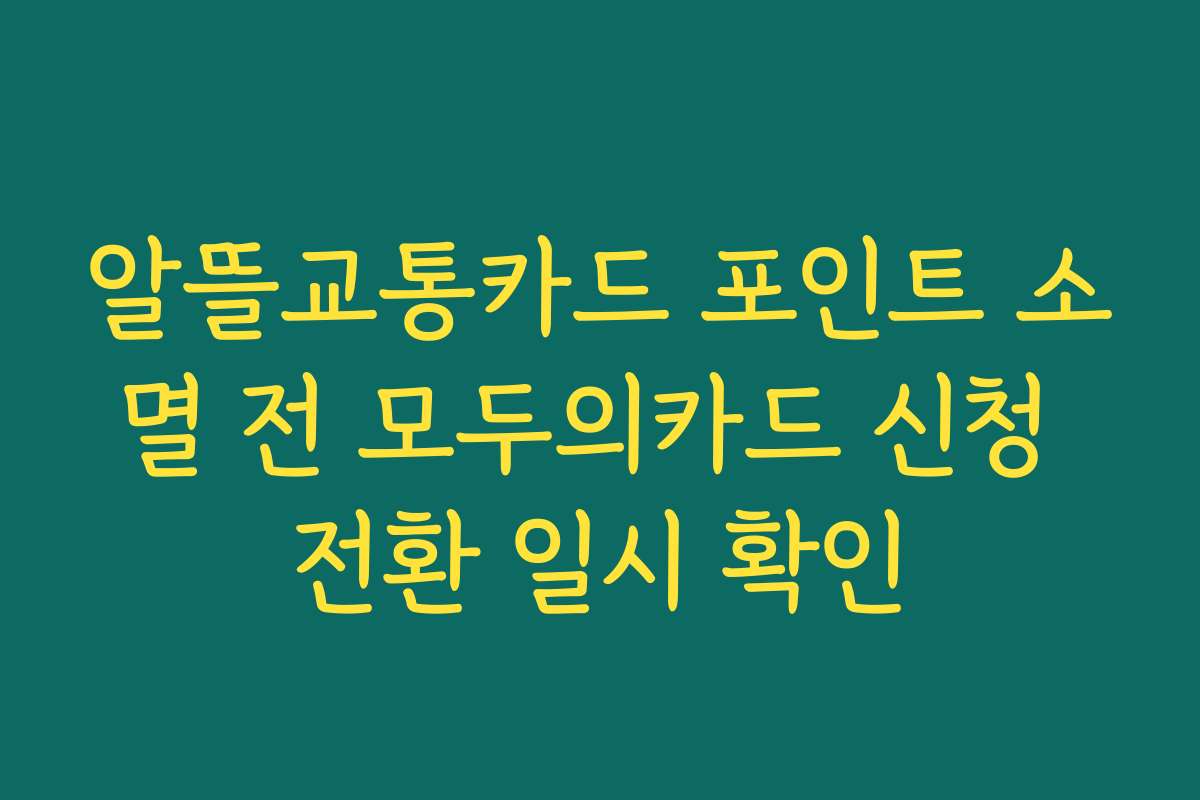알뜰교통카드 포인트 소멸 전 모두의카드 신청 전환 일시 확인