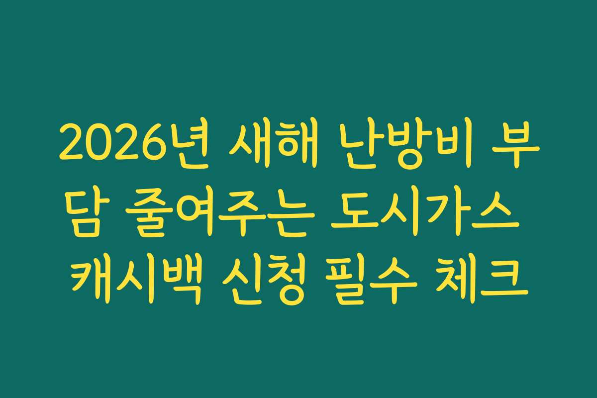2026년 새해 난방비 부담 줄여주는 도시가스 캐시백 신청 필수 체크