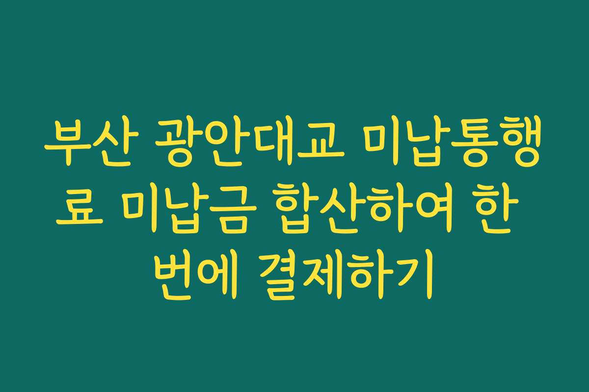 부산 광안대교 미납통행료 미납금 합산하여 한 번에 결제하기