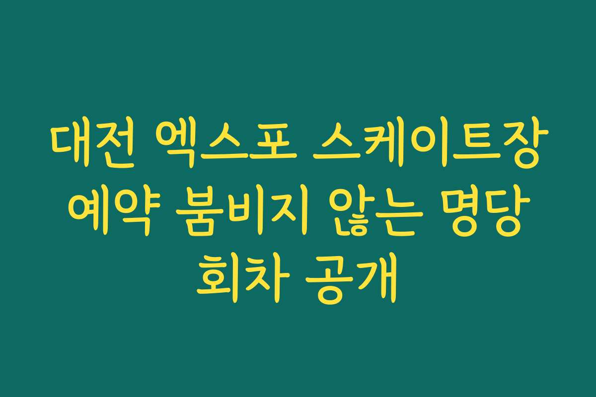 대전 엑스포 스케이트장 예약 붐비지 않는 명당 회차 공개