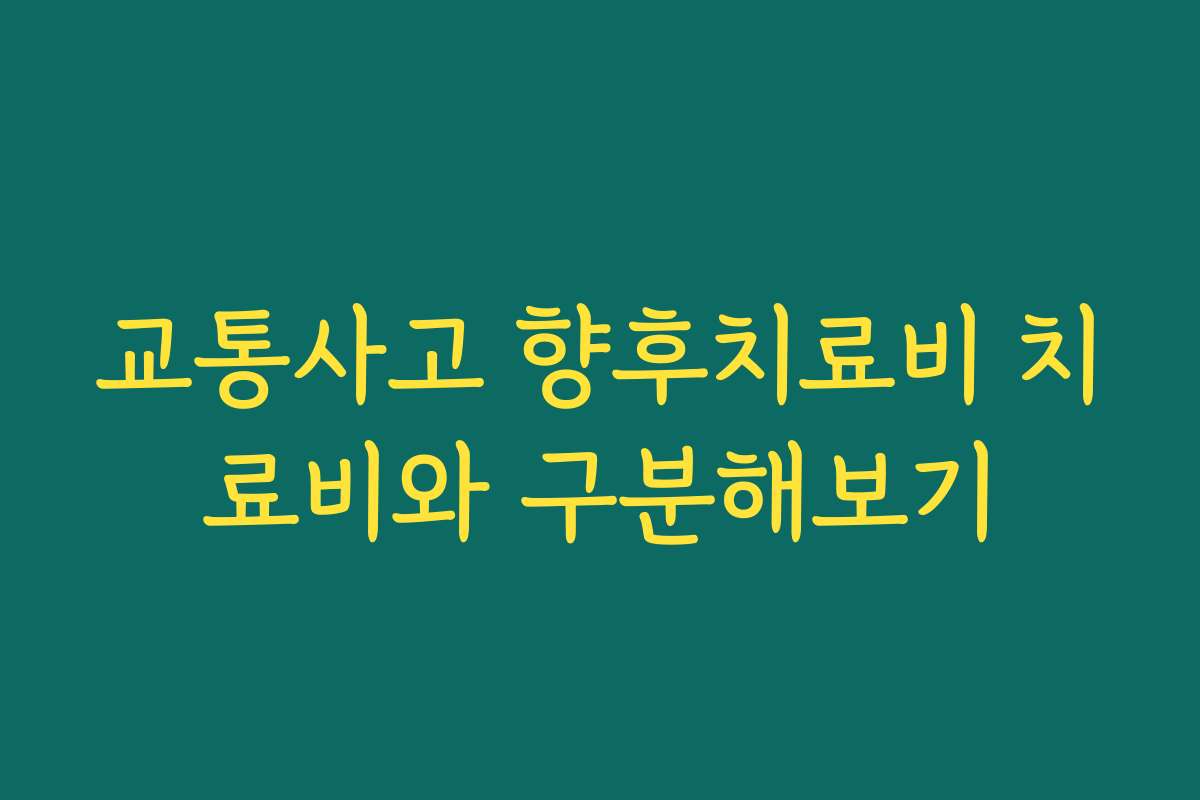 교통사고 향후치료비 치료비와 구분해보기