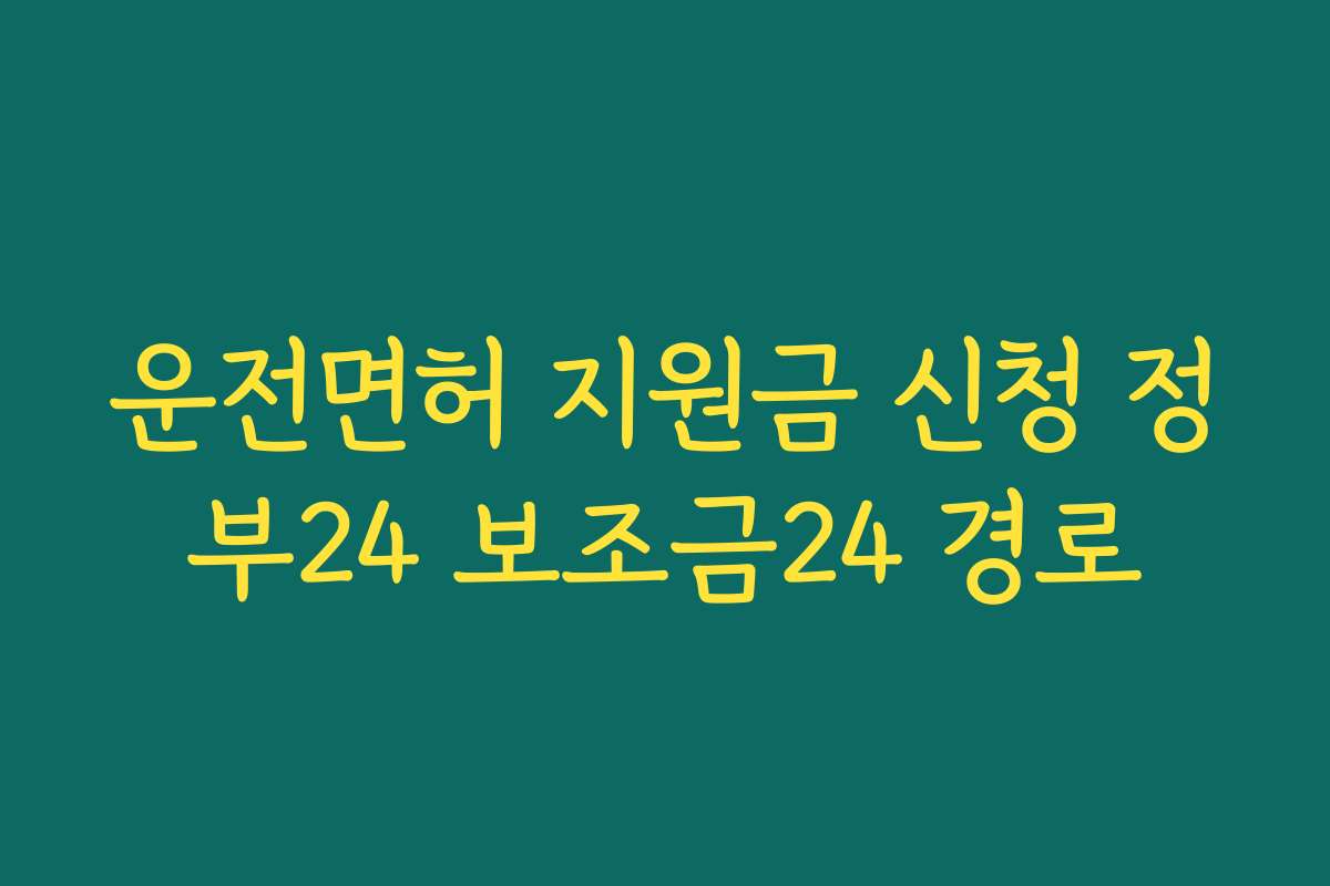 운전면허 지원금 신청 정부24 보조금24 경로