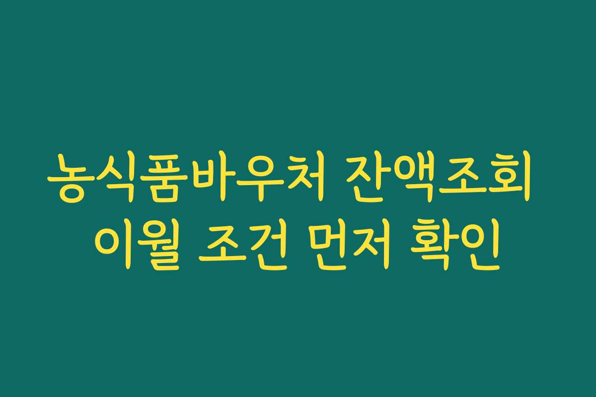 농식품바우처 잔액조회 이월 조건 먼저 확인