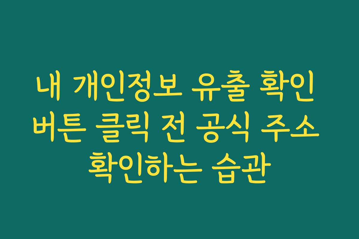 내 개인정보 유출 확인 버튼 클릭 전 공식 주소 확인하는 습관