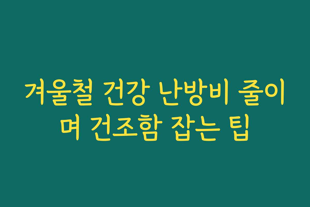 겨울철 건강 난방비 줄이며 건조함 잡는 팁
