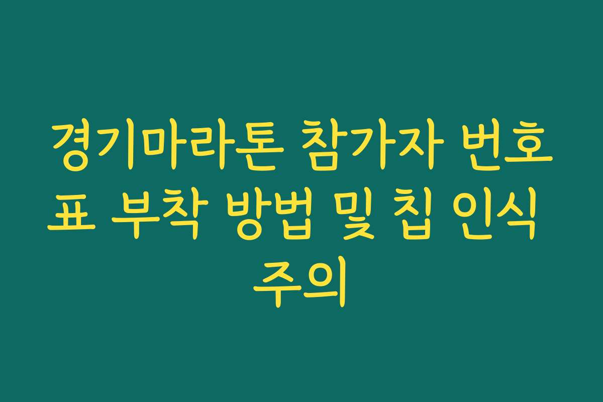 경기마라톤 참가자 번호표 부착 방법 및 칩 인식 주의