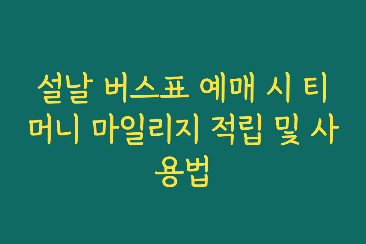 설날 버스표 예매 시 티머니 마일리지 적립 및 사용법