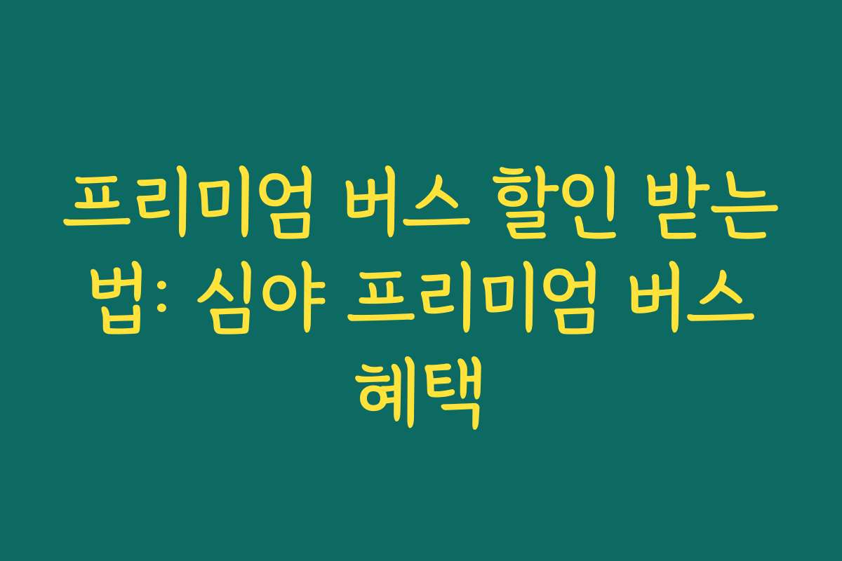 프리미엄 버스 할인 받는 법: 심야 프리미엄 버스 혜택