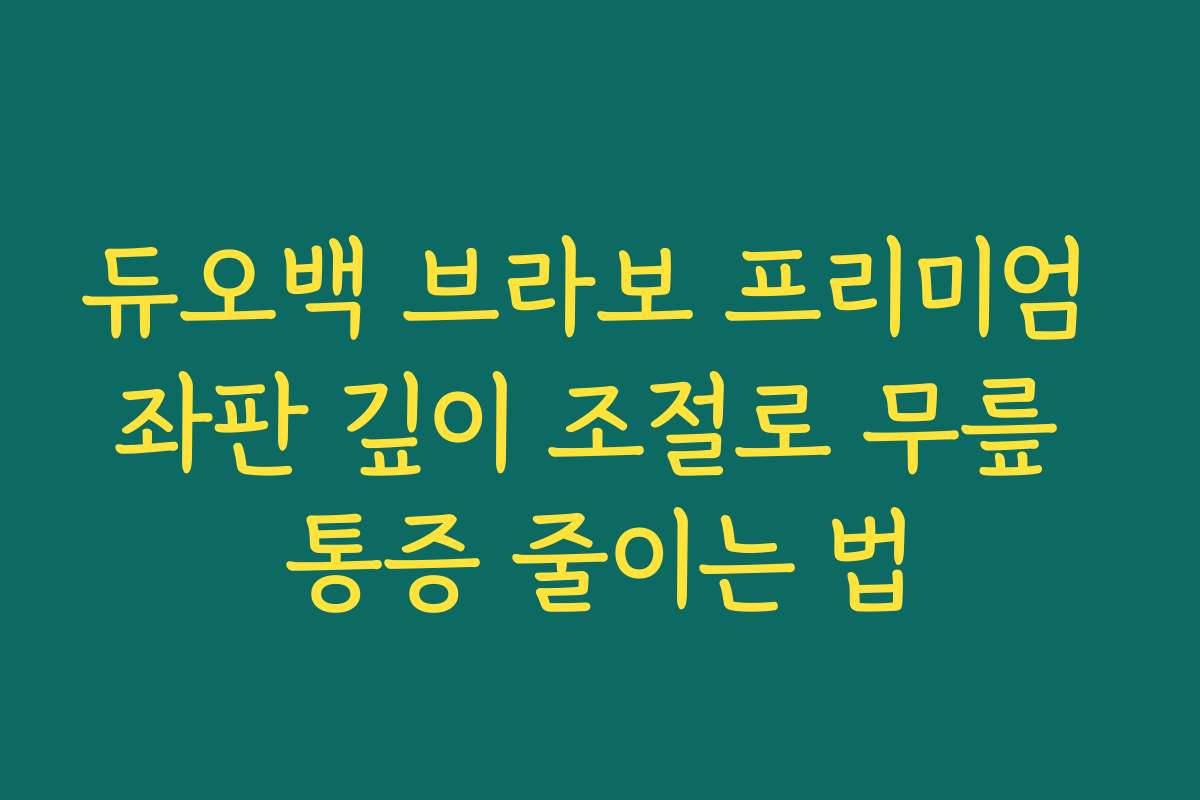 듀오백 브라보 프리미엄 좌판 깊이 조절로 무릎 통증 줄이는 법