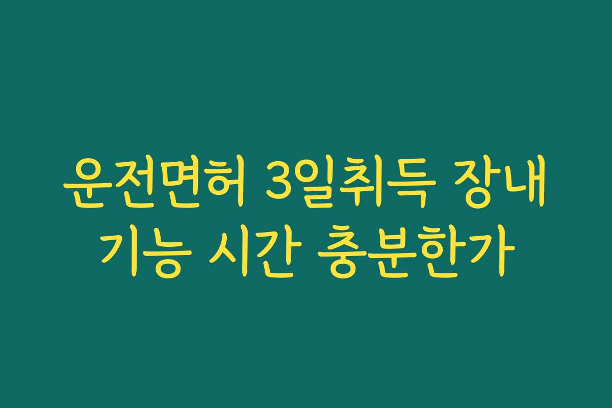 운전면허 3일취득 장내기능 시간 충분한가