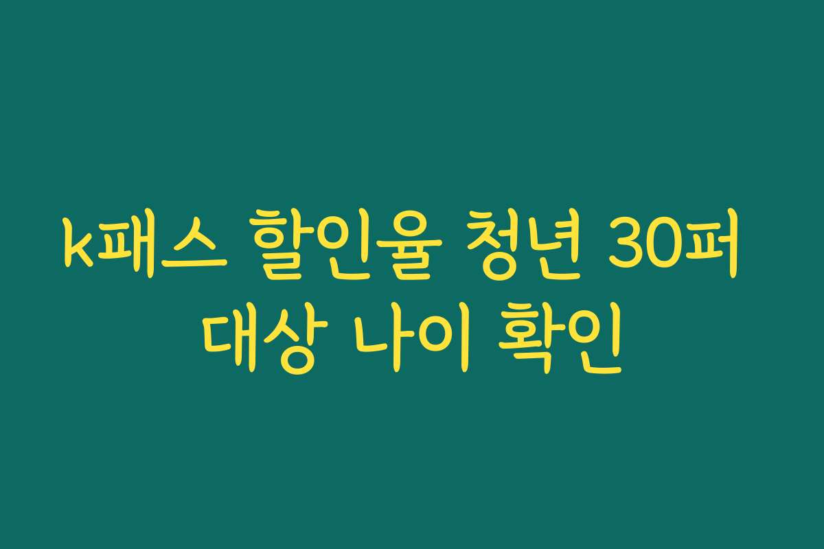 k패스 할인율 청년 30퍼 대상 나이 확인