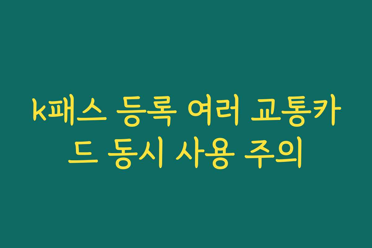 k패스 등록 여러 교통카드 동시 사용 주의