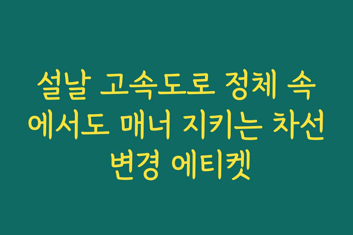 설날 고속도로 정체 속에서도 매너 지키는 차선 변경 에티켓