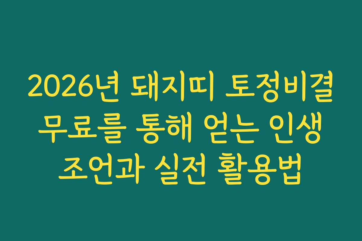 2026년 돼지띠 토정비결 무료를 통해 얻는 인생 조언과 실전 활용법