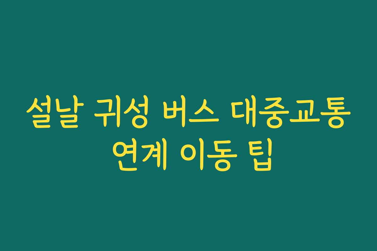 설날 귀성 버스 대중교통 연계 이동 팁