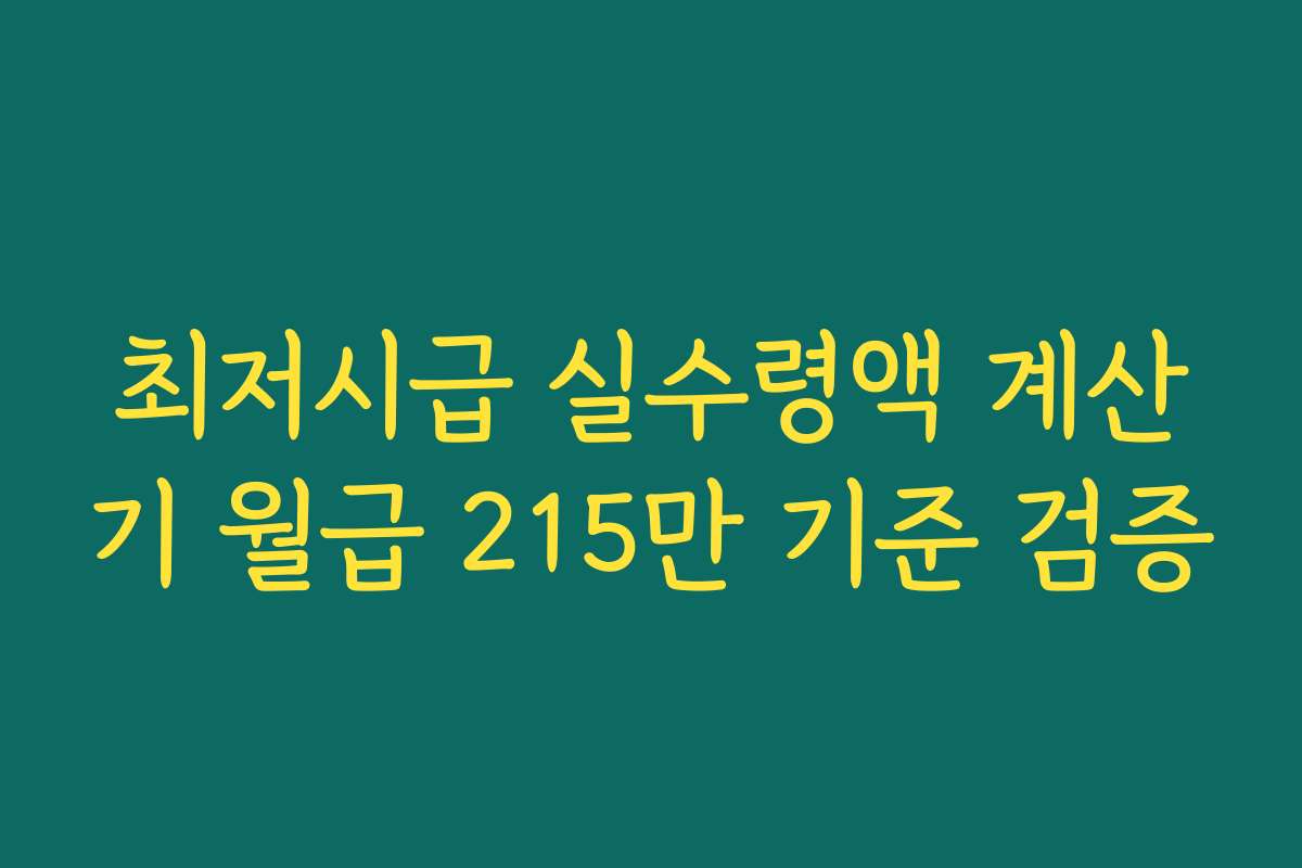 최저시급 실수령액 계산기 월급 215만 기준 검증