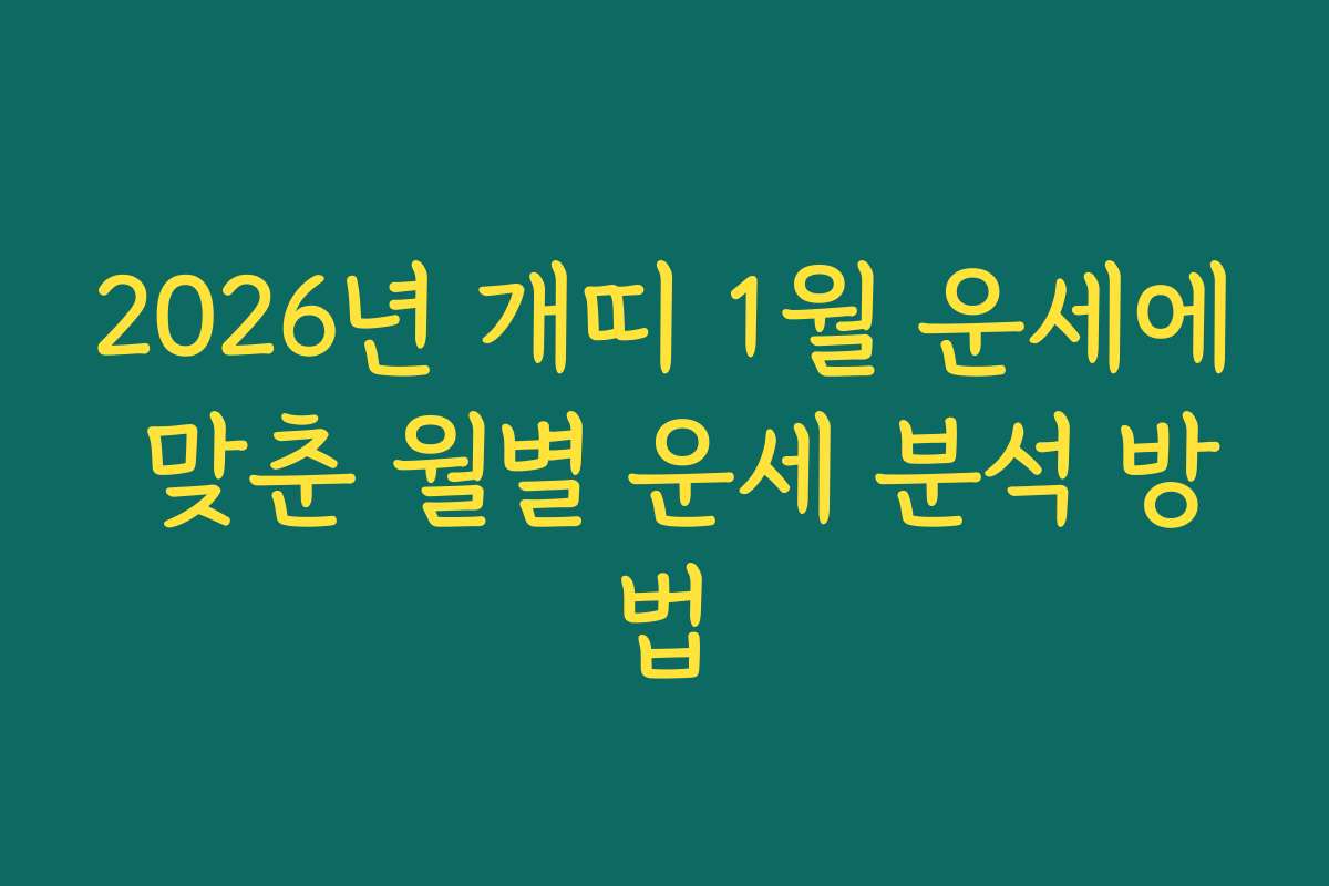 2026년 개띠 1월 운세에 맞춘 월별 운세 분석 방법