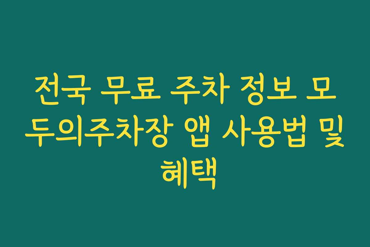 전국 무료 주차 정보 모두의주차장 앱 사용법 및 혜택