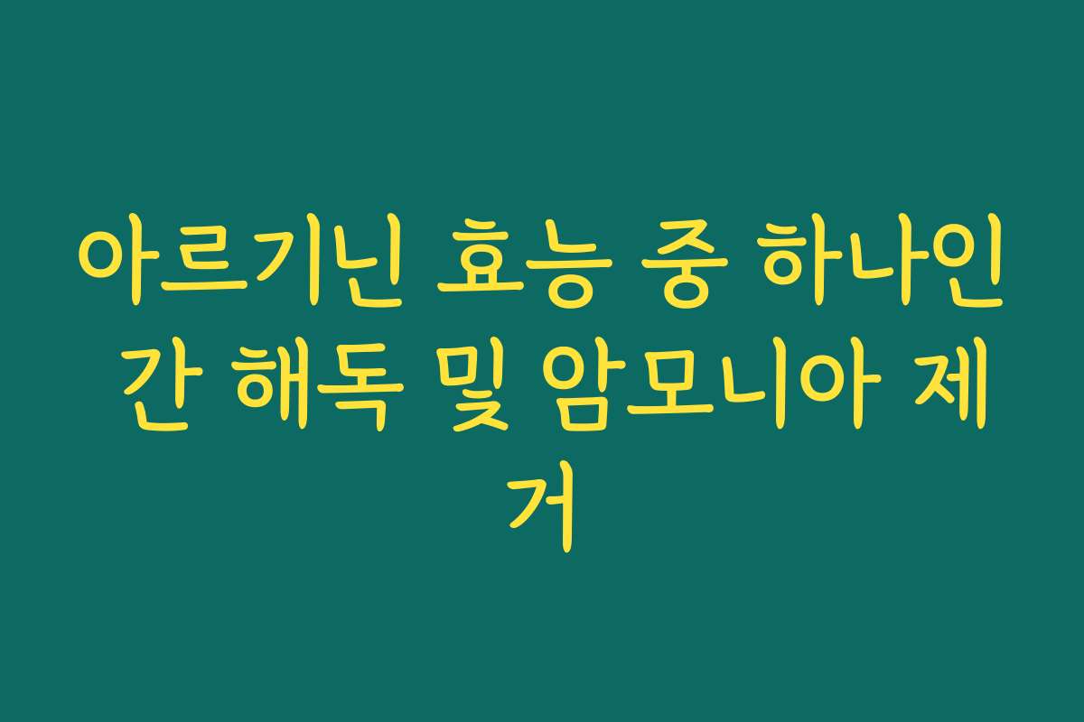 아르기닌 효능 중 하나인 간 해독 및 암모니아 제거