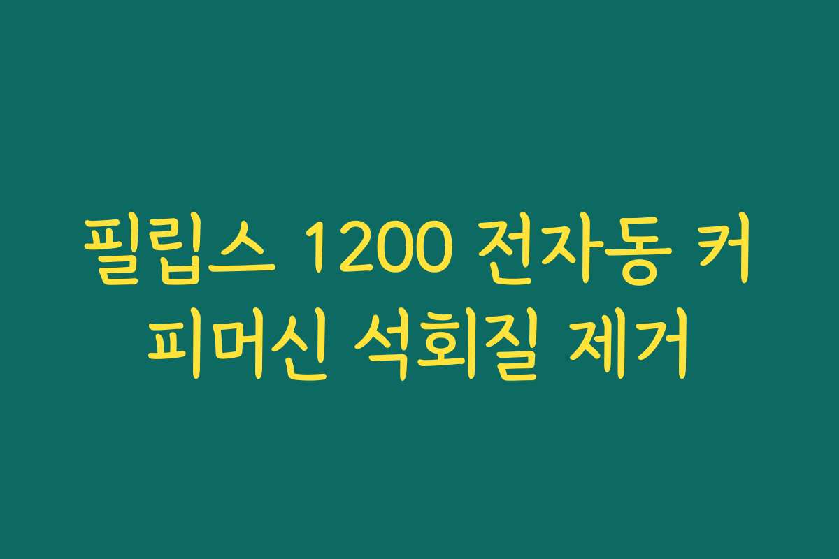 필립스 1200 전자동 커피머신 석회질 제거