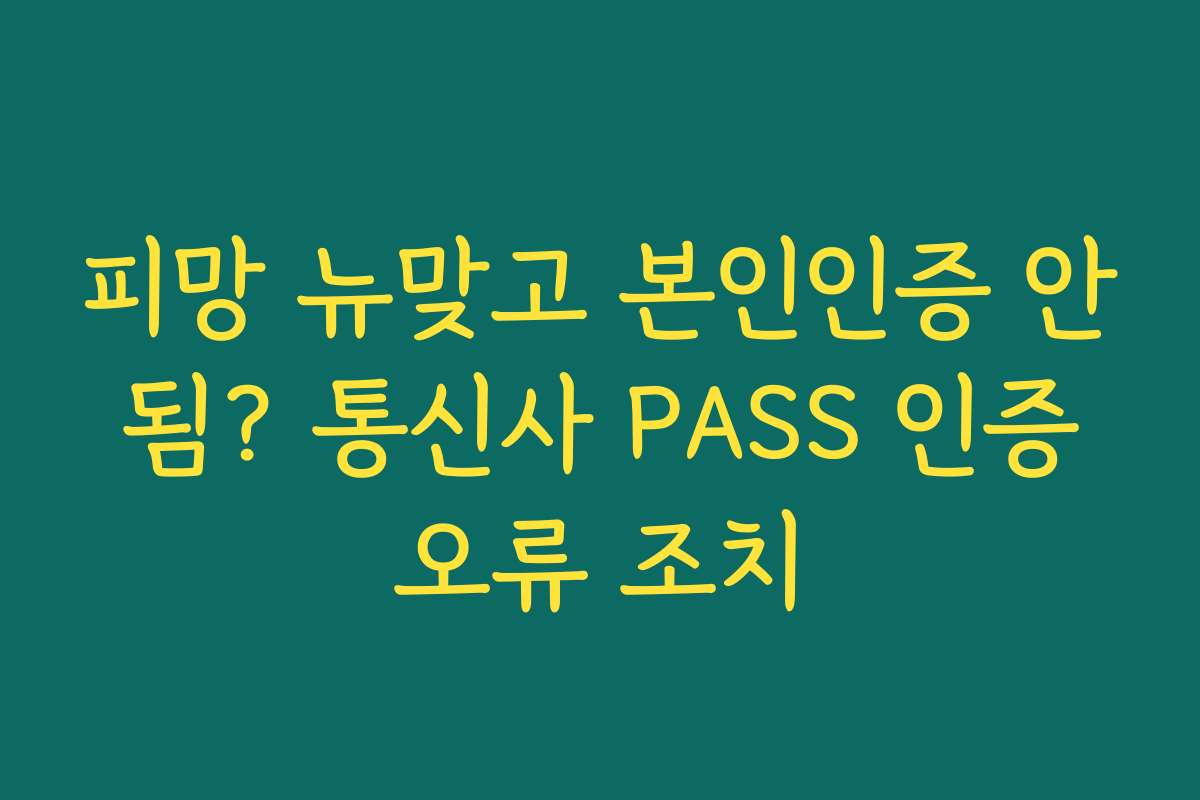 피망 뉴맞고 본인인증 안 됨? 통신사 PASS 인증 오류 조치