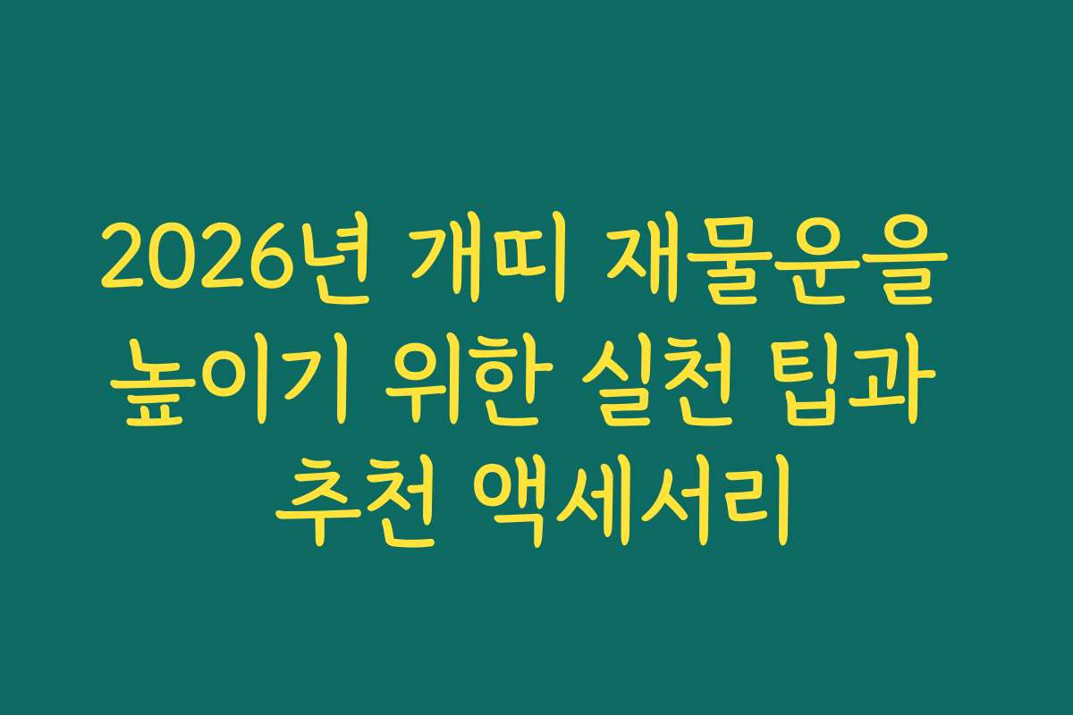 2026년 개띠 재물운을 높이기 위한 실천 팁과 추천 액세서리