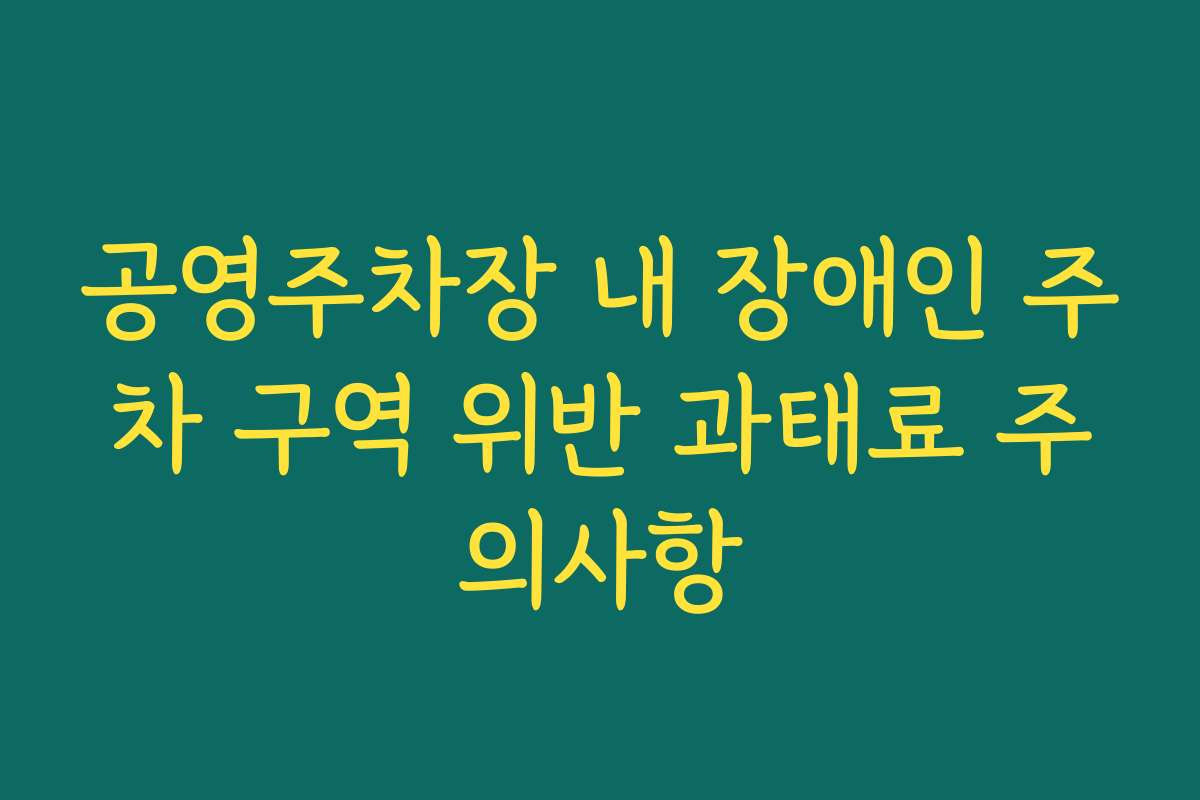 공영주차장 내 장애인 주차 구역 위반 과태료 주의사항