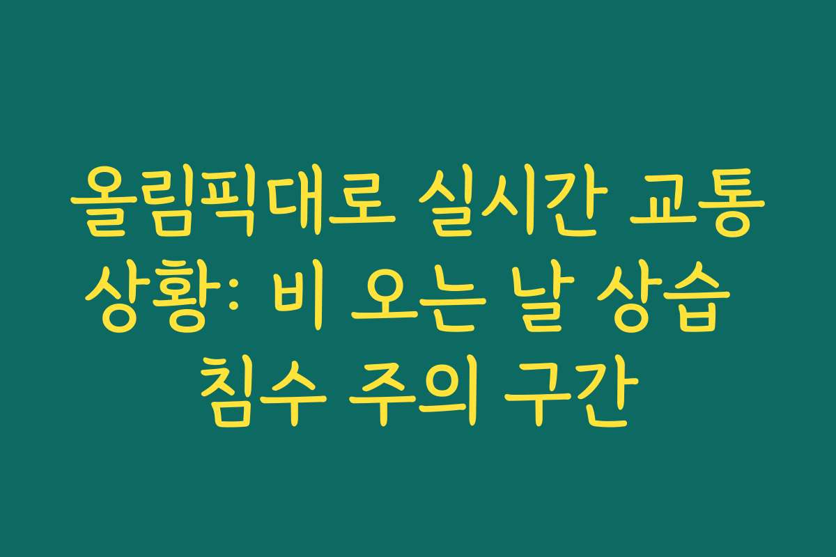 올림픽대로 실시간 교통상황: 비 오는 날 상습 침수 주의 구간