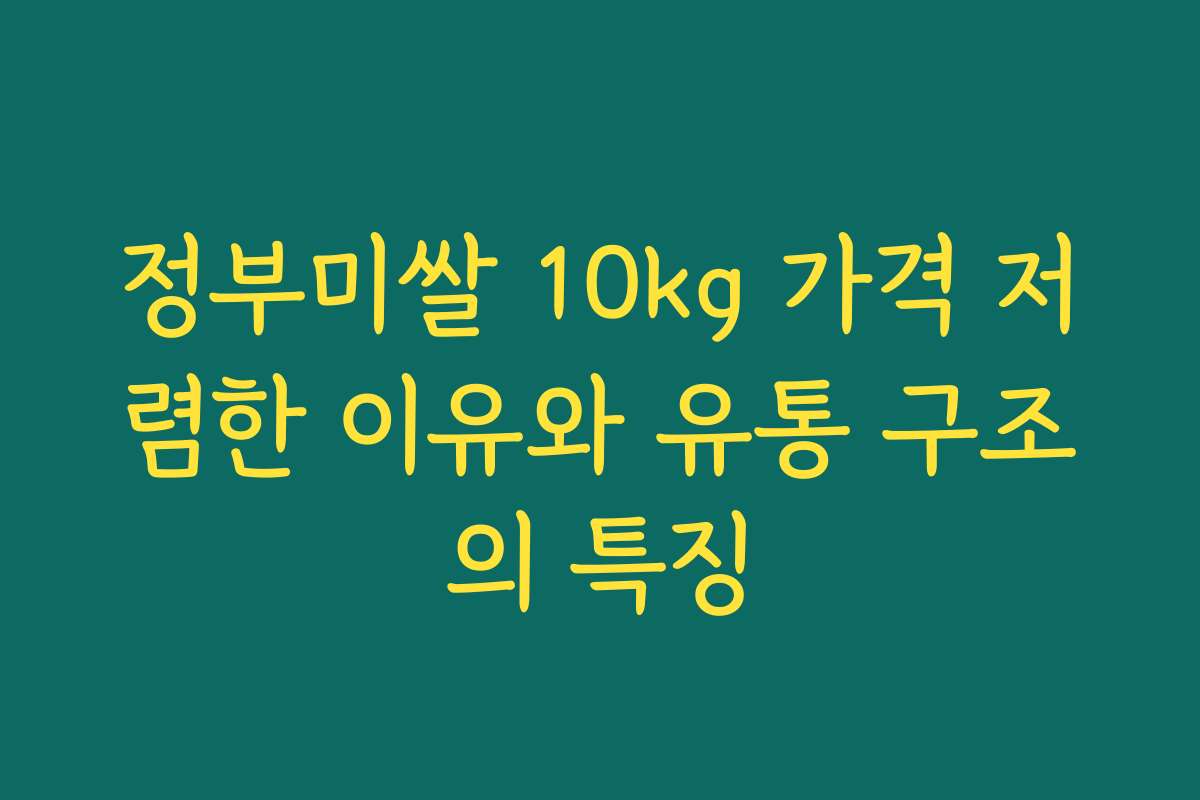정부미쌀 10kg 가격 저렴한 이유와 유통 구조의 특징