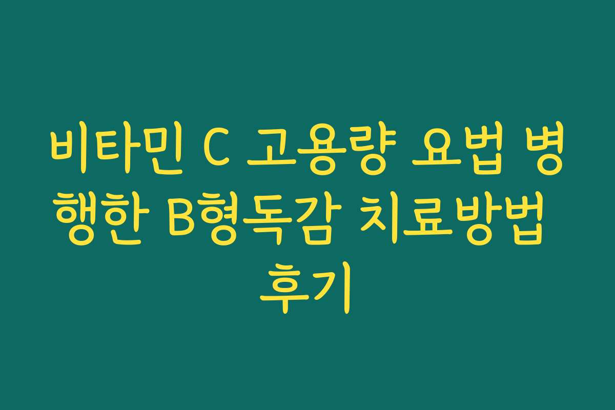 비타민 C 고용량 요법 병행한 B형독감 치료방법 후기
