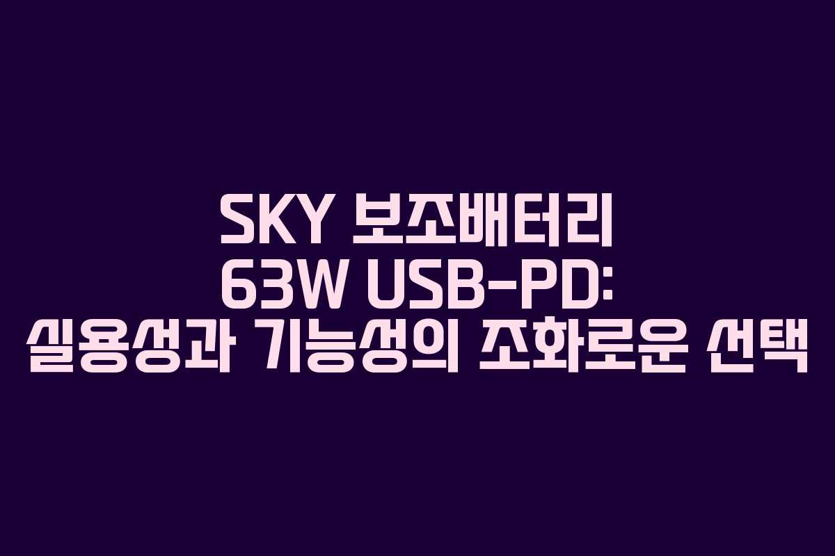 SKY 보조배터리 63W USB-PD: 실용성과 기능성의 조화로운 선택