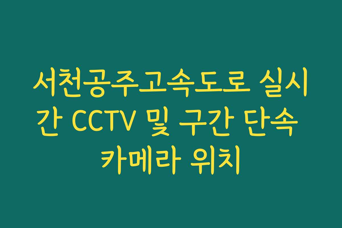 서천공주고속도로 실시간 CCTV 및 구간 단속 카메라 위치