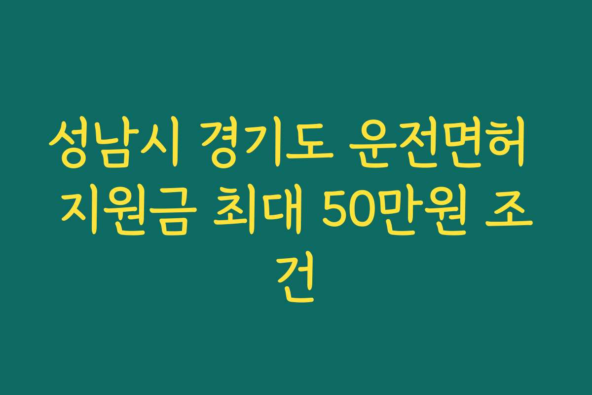 성남시 경기도 운전면허 지원금 최대 50만원 조건