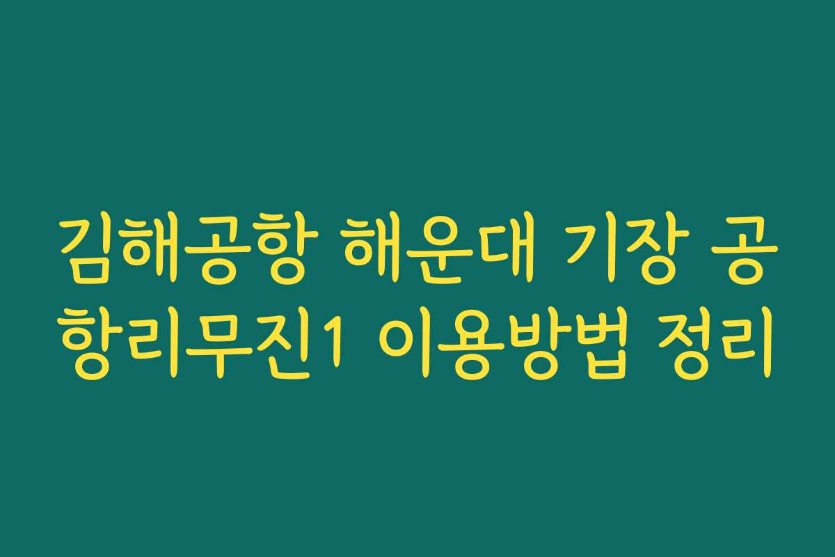 김해공항 해운대 기장 공항리무진1 이용방법 정리