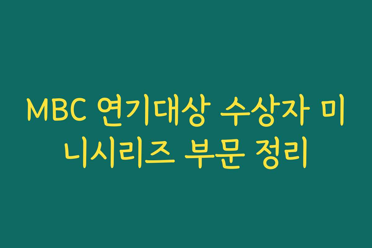 MBC 연기대상 수상자 미니시리즈 부문 정리