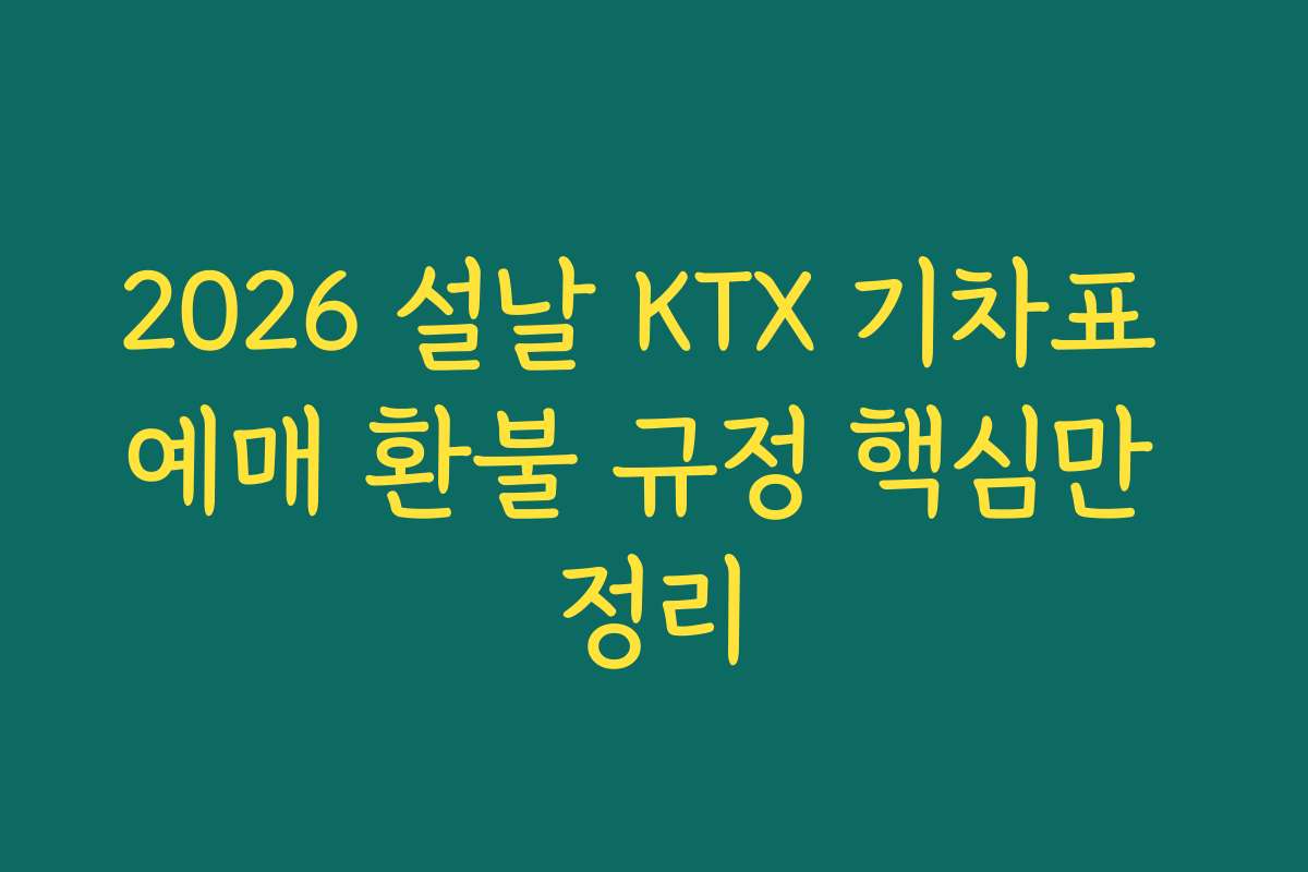 2026 설날 KTX 기차표 예매 환불 규정 핵심만 정리