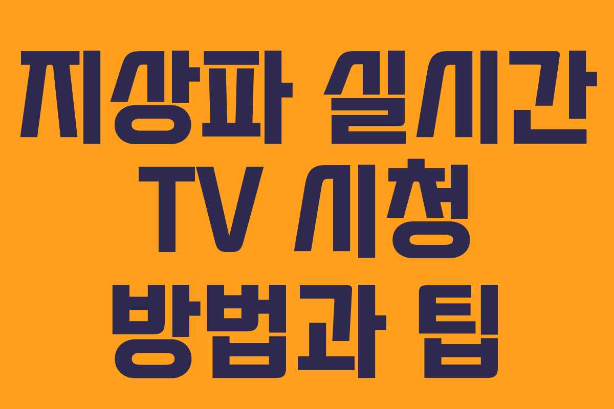 지상파 실시간 TV 시청 방법과 팁