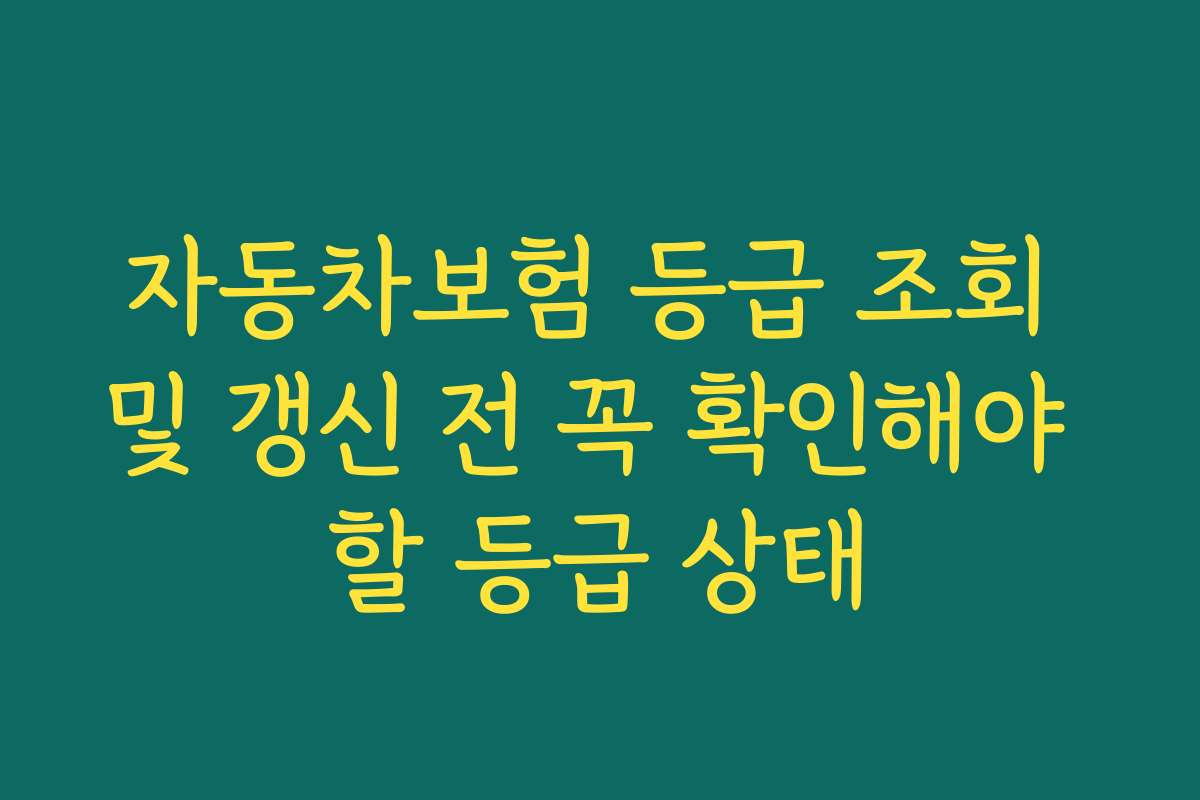 자동차보험 등급 조회 및 갱신 전 꼭 확인해야 할 등급 상태