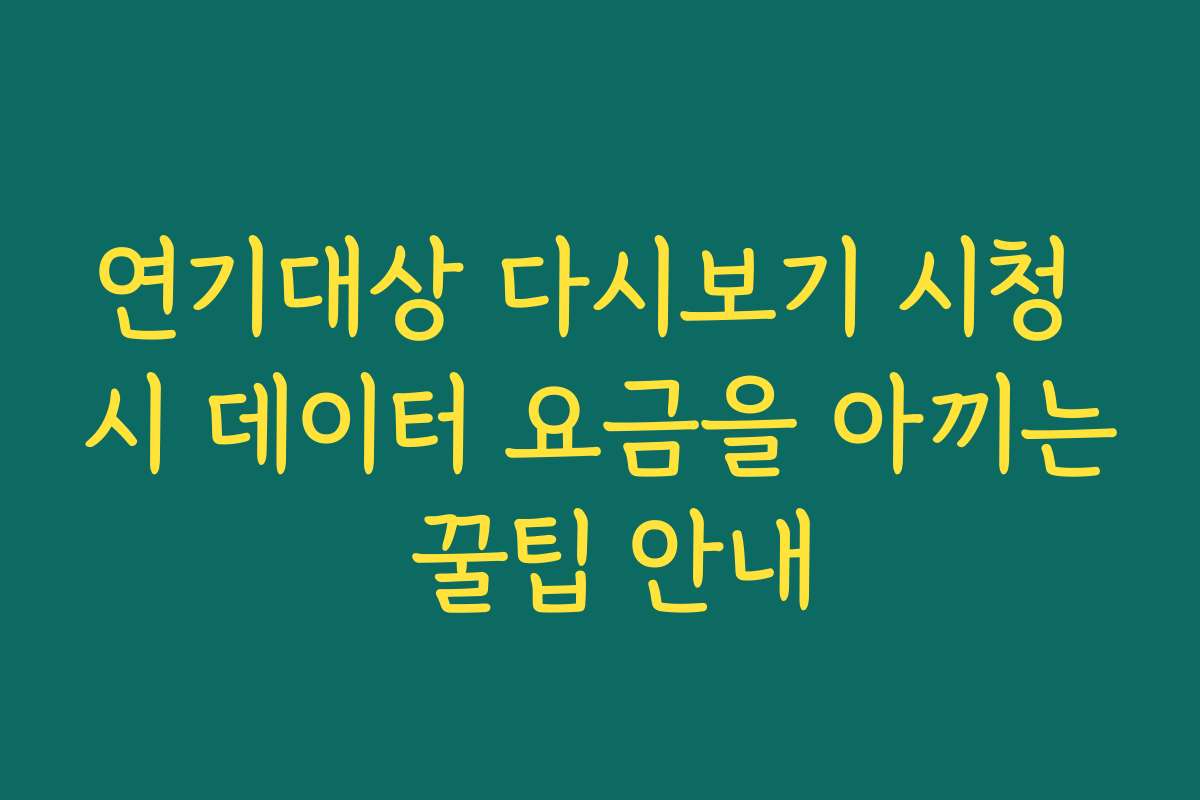 연기대상 다시보기 시청 시 데이터 요금을 아끼는 꿀팁 안내