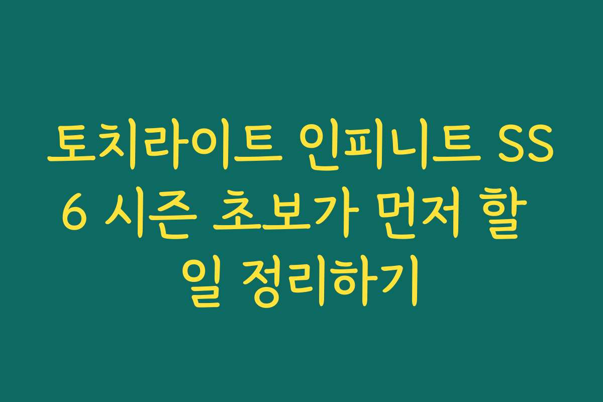 토치라이트 인피니트 SS6 시즌 초보가 먼저 할 일 정리하기