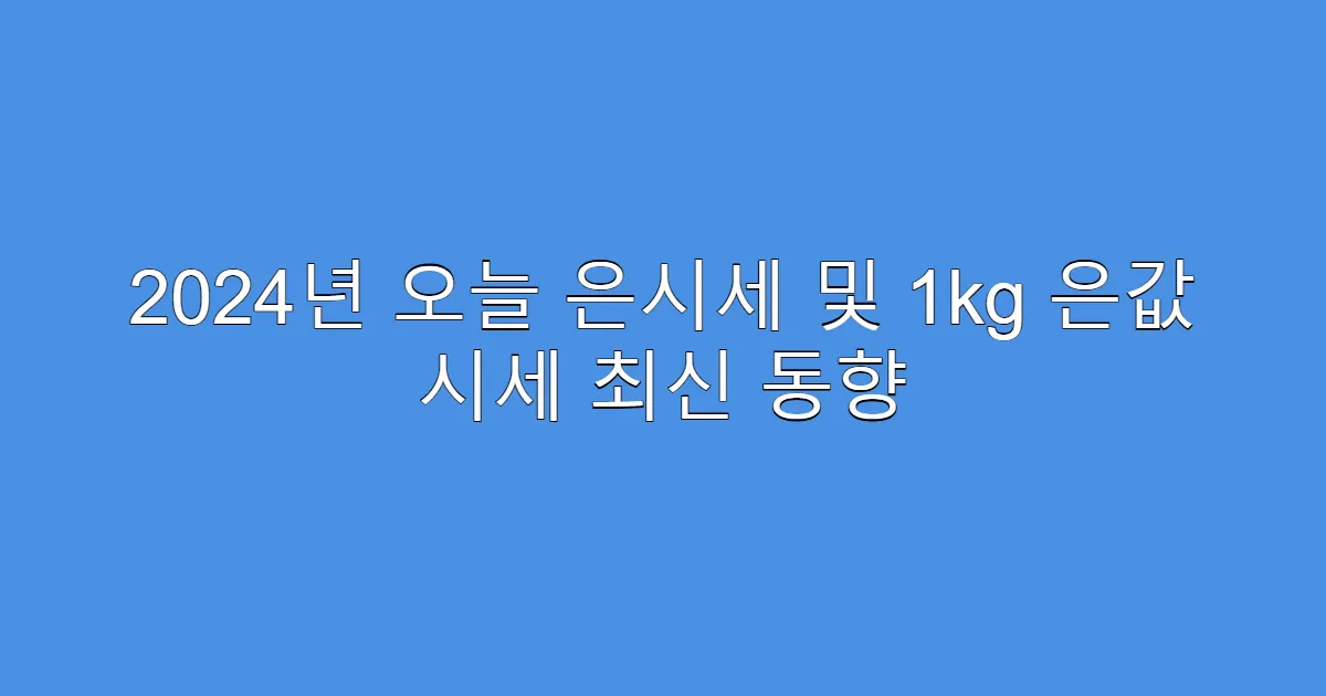 2024년 오늘 은시세 및 1kg 은값 시세 최신 동향
