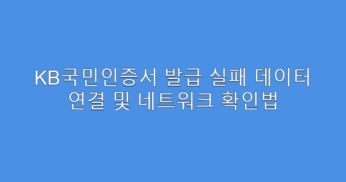 KB국민인증서 발급 실패 데이터 연결 및 네트워크 확인법