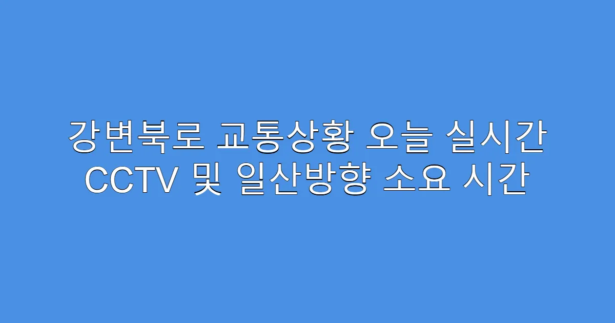 강변북로 교통상황 오늘 실시간 CCTV 및 일산방향 소요 시간