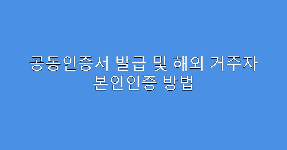 공동인증서 발급 및 해외 거주자 본인인증 방법
