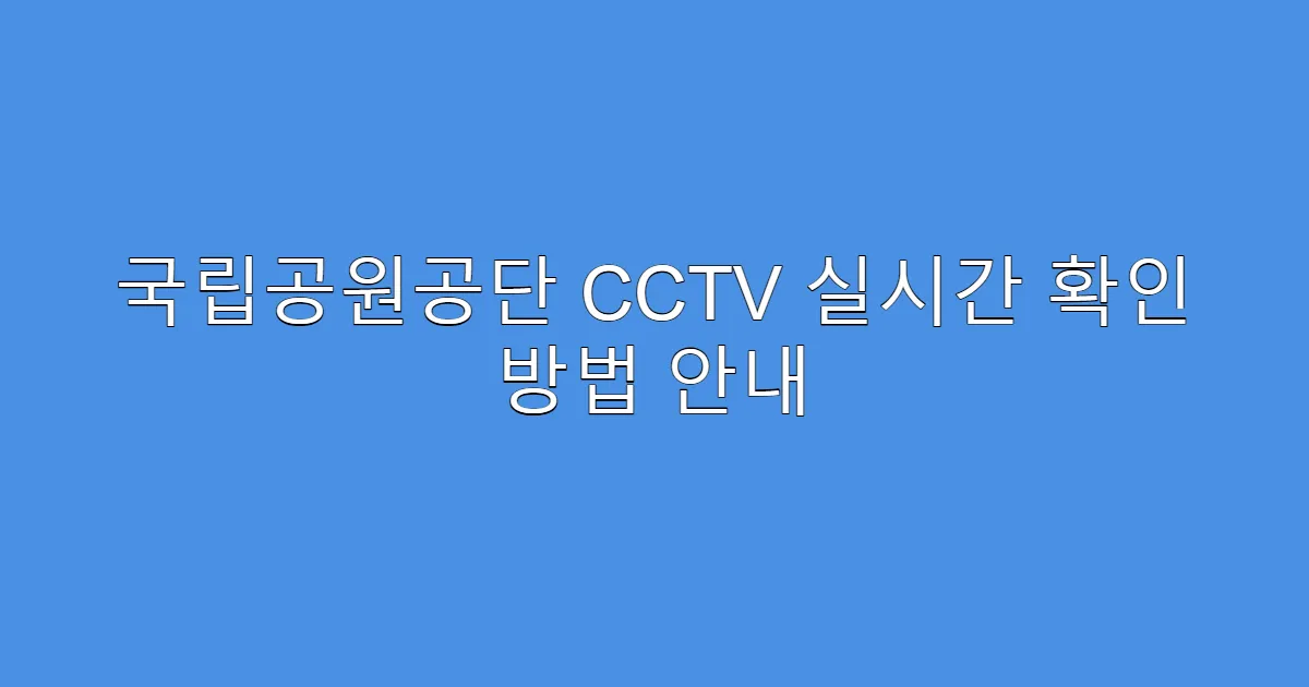 국립공원공단 CCTV 실시간 확인 방법 안내