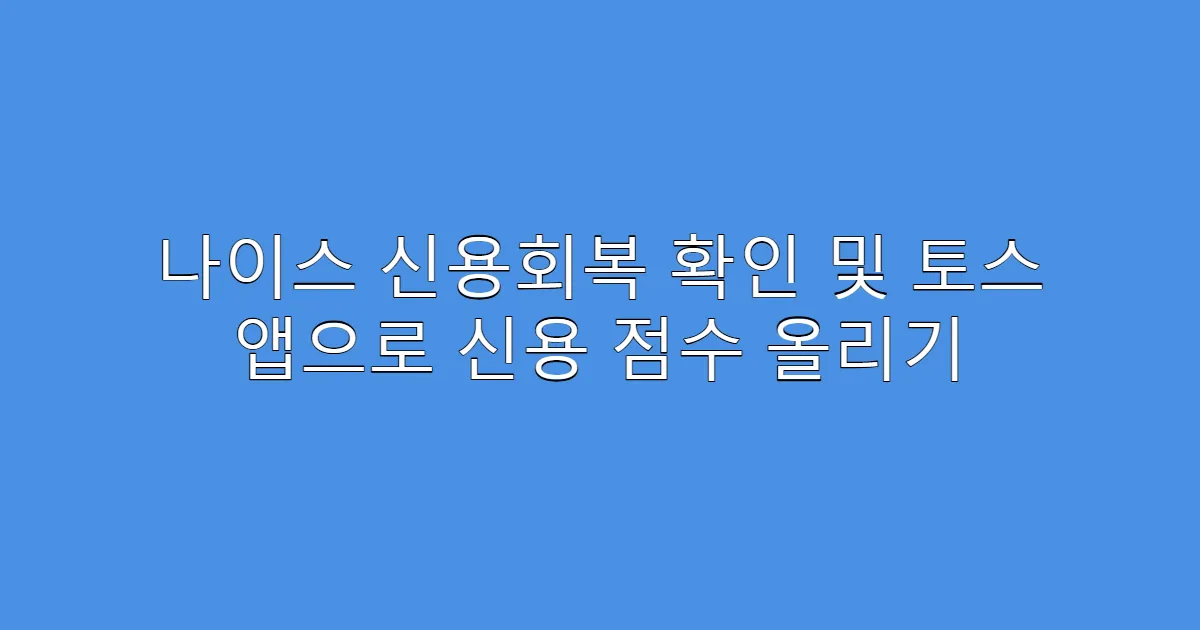 나이스 신용회복 확인 및 토스 앱으로 신용 점수 올리기