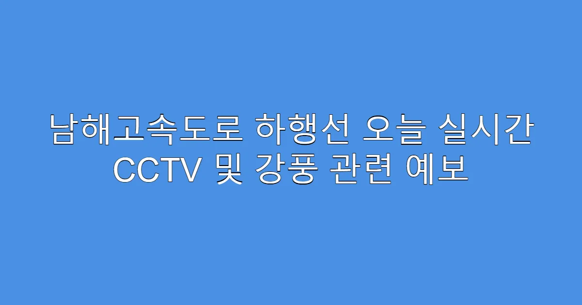 남해고속도로 하행선 오늘 실시간 CCTV 및 강풍 관련 예보