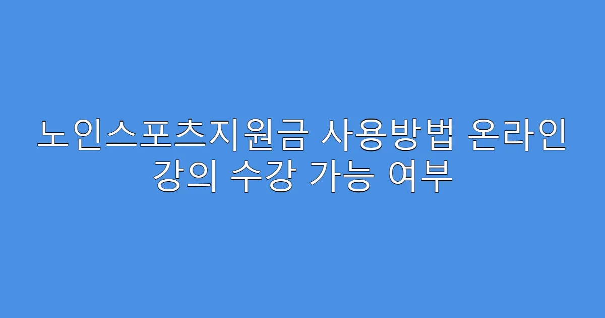 노인스포츠지원금 사용방법 온라인 강의 수강 가능 여부