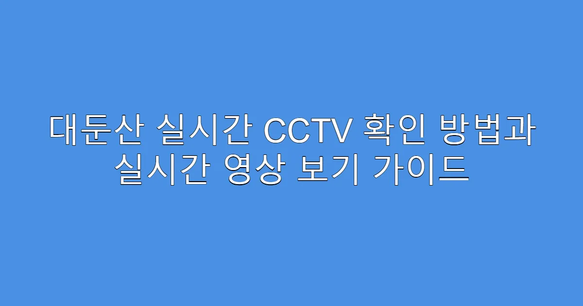 대둔산 실시간 CCTV 확인 방법과 실시간 영상 보기 가이드